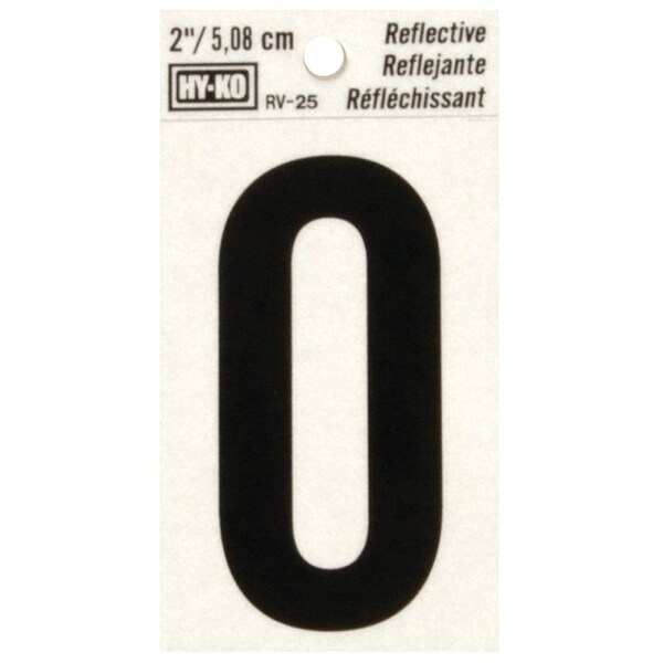 Hy-Ko Reflective Letter, Character: O, 2 in H Character, Black Character, Silver Background, Vinyl - RV-25/O