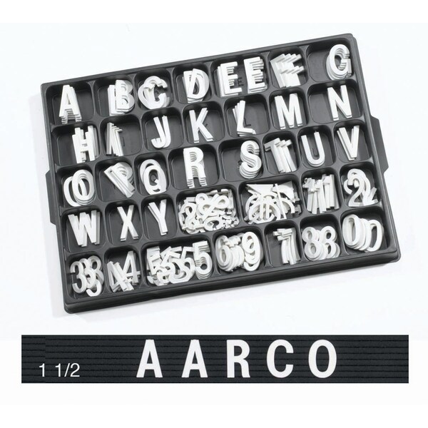 Aarco Universal Single Tab Changeable Letters, 1 1/2'' Helvetica Style Typeface, 138 Characters per Set - HF1.5