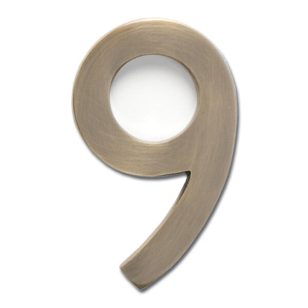 Architectural Mailboxes Brass 5 inch Floating House Number Antique Brass 9 - 3585AB-9