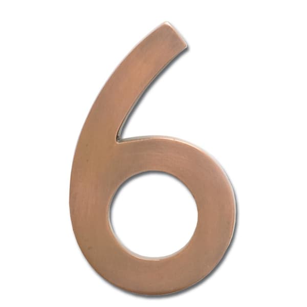 Architectural Mailboxes Brass 4 inch Floating House Number Antique Copper 6 - 3582AC-6