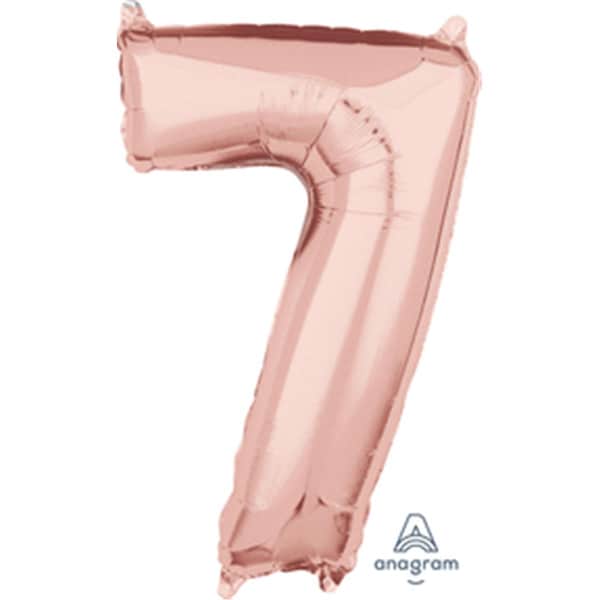 Anagram 26 in. Number 7-Rose Gold-Foil Balloon - 89786