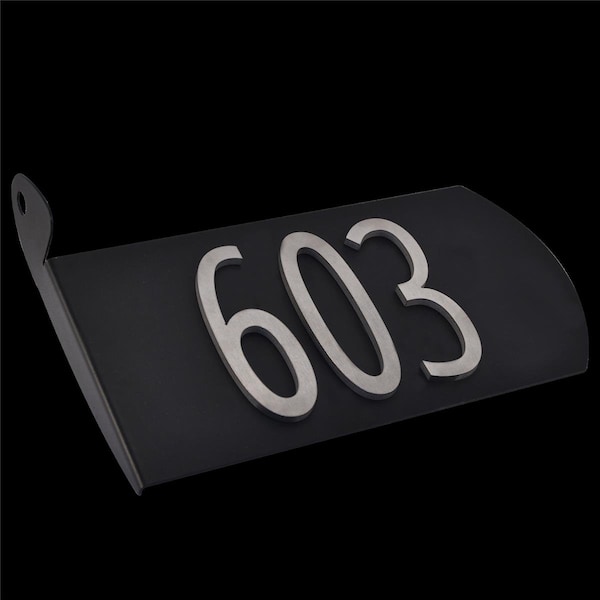 Pipers Pit Black Aluminum with Nickel Plated Numbers Spira Address Plate - PI2636629