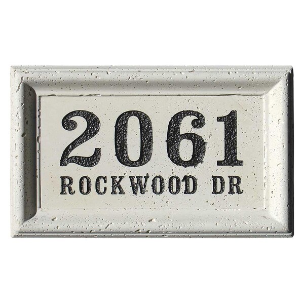 Qualarc 18 in. Engraved Rectangle Cast Concrete Address Block in Cream Color - CCAB-REC-CRM