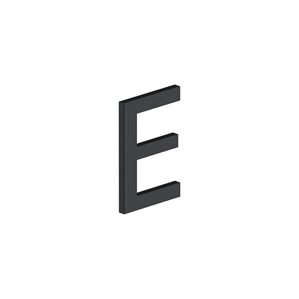 Deltana 4 LETTER E, E SERIES W/ RISERS, STAINLESS STEEL in Paint Black - RNE-EU19
