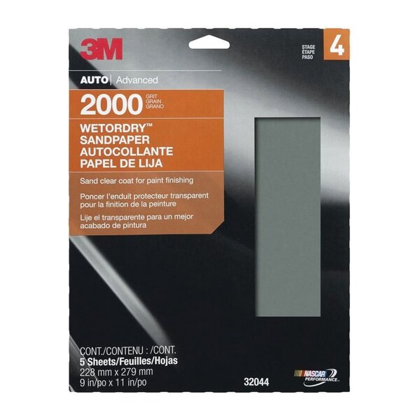 3M 3M Wetordry Sandpaper, 32044, 2000 Grit, 9 inch x 11 inch, 5PK - 7010364677