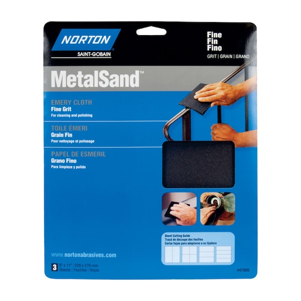 Norton Abrasives Norton MetalSand 11 in. L X 9 in. W 150 Grit Emery Cloth 3 pk - 7660747805