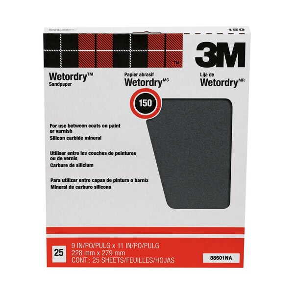 3M 3M 11 in. L X 9 in. W 150 Grit Silicon Carbide Sandpaper 25 pk - 88601NA