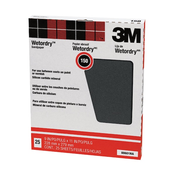 3M 3M 11 in. L X 9 in. W 150 Grit Silicon Carbide Sandpaper 25 pk - 88601NA