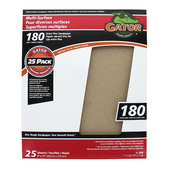 Gator Grit Gator 11 in. L X 9 in. W 180 Grit Aluminum Oxide All Purpose Sandpaper 1 pk - 3261