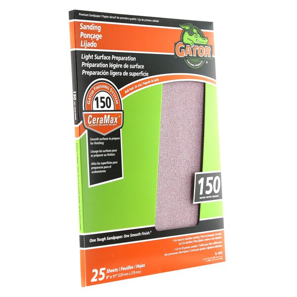 Gator Grit Gator CeraMax 11 in. L X 9 in. W 150 Grit Ceramic Sandpaper 25 pk - 3405
