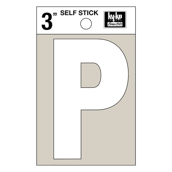 Hy-Ko 3In White Vinyl Letter P, 10PK - A30526