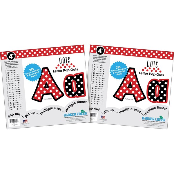 Barker Creek Dots 4" Letter Pop-Outs, 510/Set - 3627