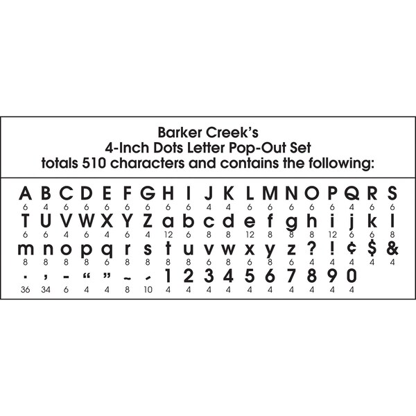 Barker Creek Dots 4" Letter Pop-Outs, 510/Set - 3627