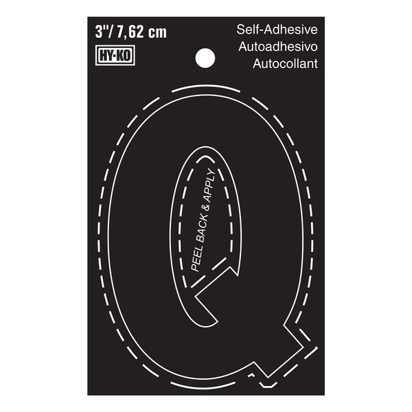 Hy-Ko 3In Black Vinyl Letter Q, 10PK - A30427