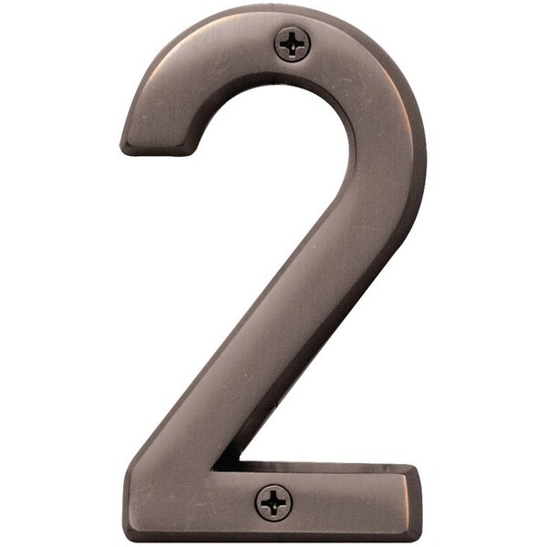 Hy-Ko Prestige Series House Number, Character: 2, 4 in H Character, Bronze Character, Solid Brass - BR-42OWB/2