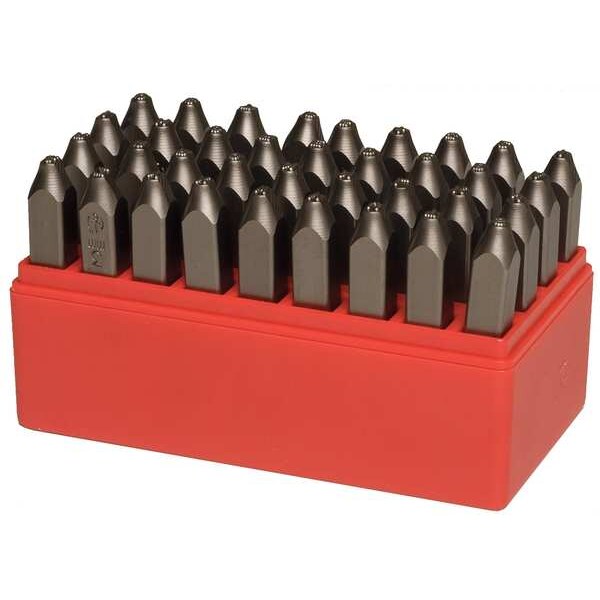Zoro Select Letter and Number Set, 1/4 In. H, Steel - 2CEA1
