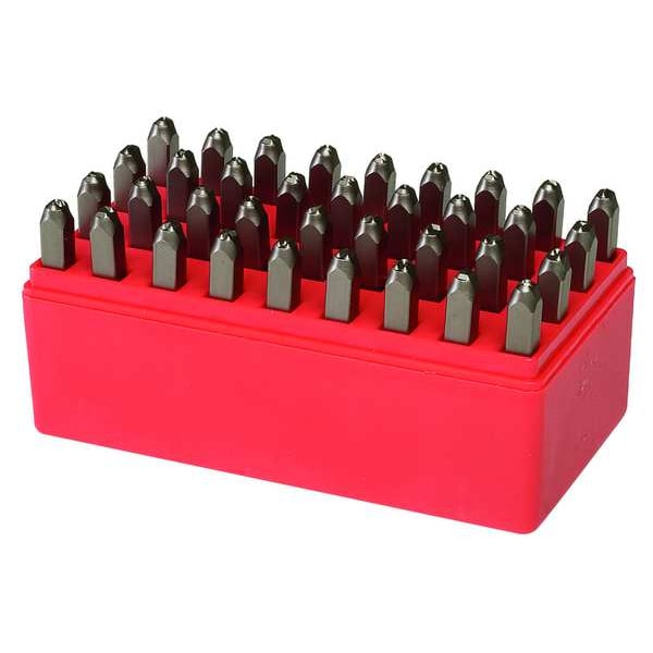 Zoro Select Letter and Number Set, 1/4 In. H, Steel - 2CEA1