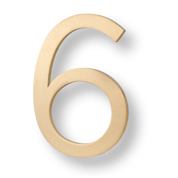 Sure-Loc Hardware Sure-Loc Hardware Floating House Number, 6, No. 6, Satin Brass - HNF6-6 SB