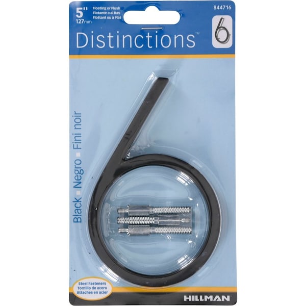 Hillman HILLMAN Distinctions 5 in. Black Steel Screw-On Number 6 1 pc - 844716