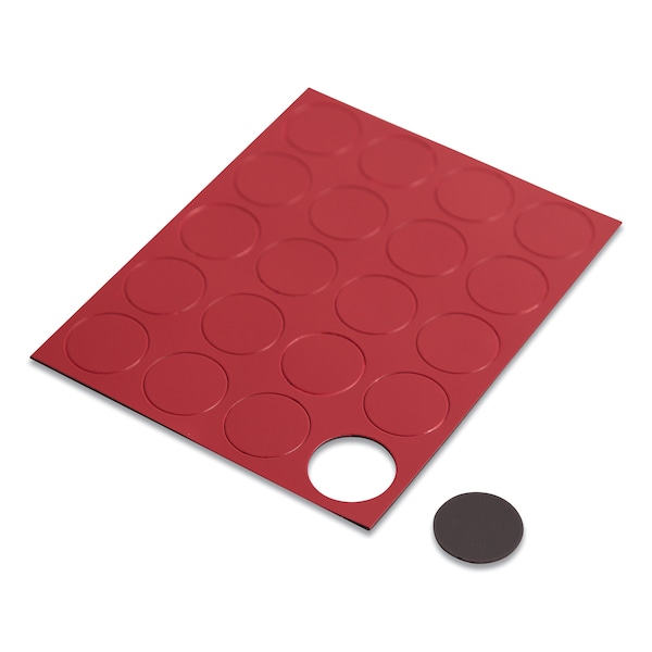 U Brands Heavy-Duty Board Magnets, Circles, Red, 0.75", PK20 - 5145U0-120