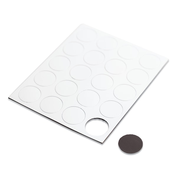 U Brands Heavy-Duty Board Magnets, Circles, White, 0.75", PK20 - 5147U0-120