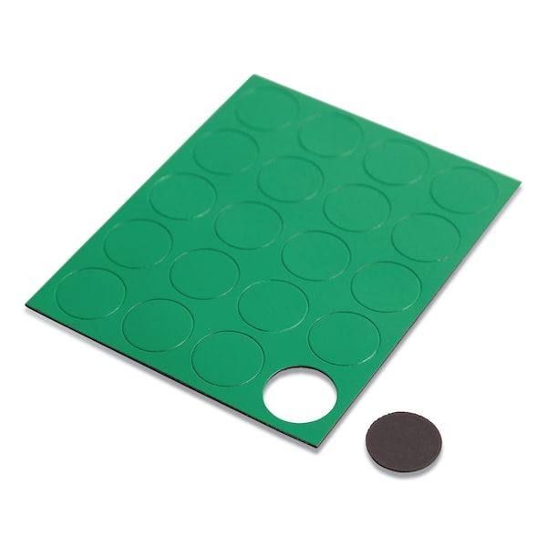 U Brands Heavy-Duty Board Magnets, Circles, Green, 0.75", PK20 - 5144U0-120