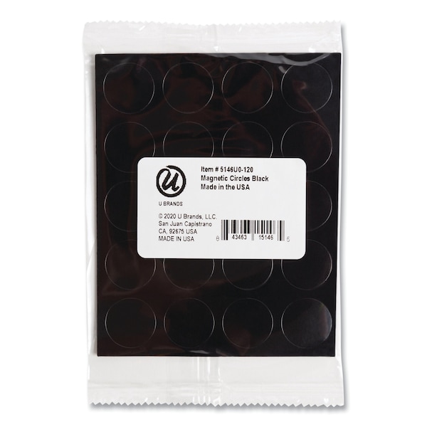 U Brands Heavy-Duty Board Magnets, Circles, Black, 0.75in, PK20 - 5146U0-120