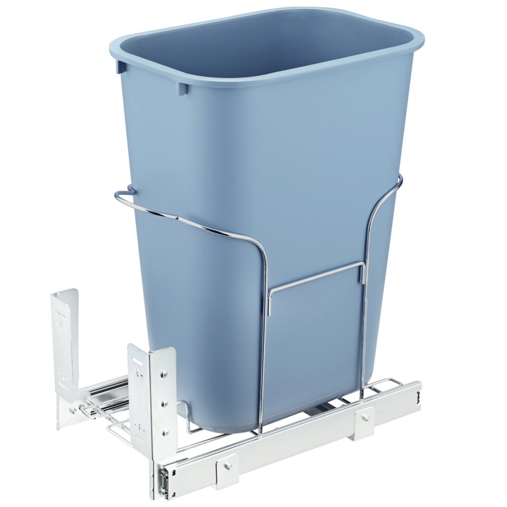 VEVOR Pull-Out Trash Can, 35L Single Bin, Under Mount Kitchen Waste Container with Slide, Handle and Door Mounting Kit, 110 lbs Load Capacity Heavy Duty Garbage Recycling Bin for Kitchen Cabinet, Sink - CFLJTDTDTH35LNE00V0