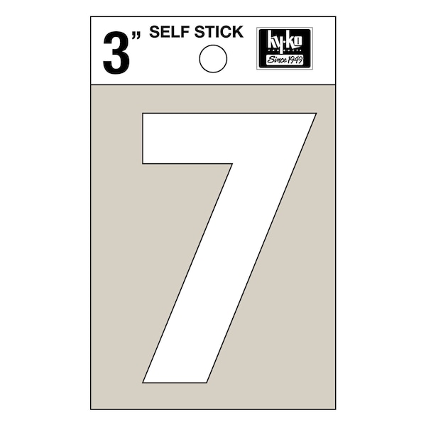 Hy-Ko 3In White Vinyl Number 7, 10PK - A30507