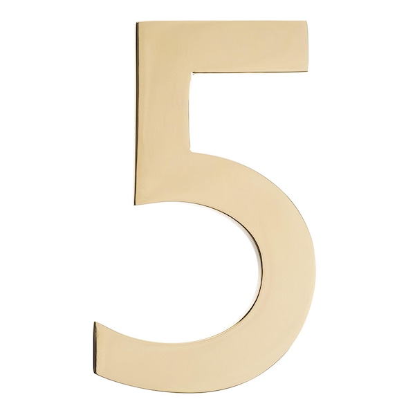 Architectural Mailboxes Brass 5 inch Floating House Number Polished Brass 5 - 3585PB-5