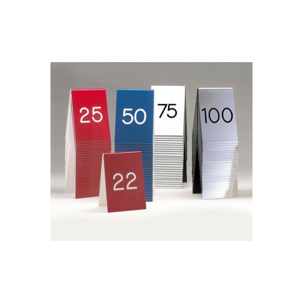 Cal Mil Plastics Cal-Mil Break Resistant Number Tents #26-50 Black W/ White Engraving 3"W x 3"H - 269B-2
