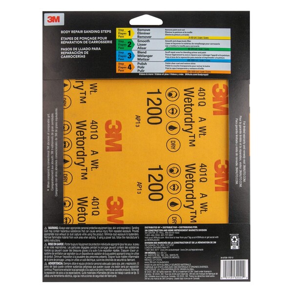 3M 3M Sandpaper, 9 in x 11 in, 1200 Grit, 5 sheets per pack, 20 packs per case, 20PK - 32022