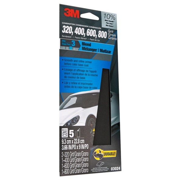 3M Wetordry Assorted 03024, 3-2/3 in x 9 in, 5/Pack, 20PK - 3024