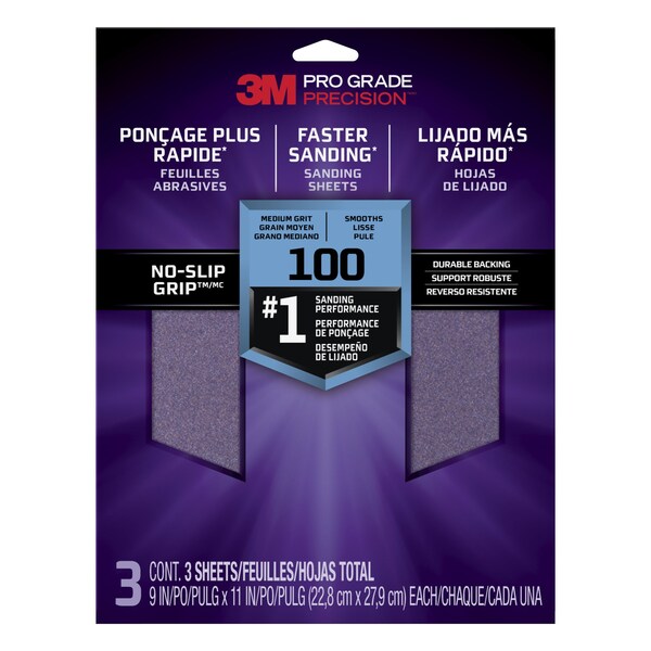 3M 3M Faster Sanding Sanding Sheets 100 grit Medium, 9 in x 11 in, 20PK - 26100TRI-3