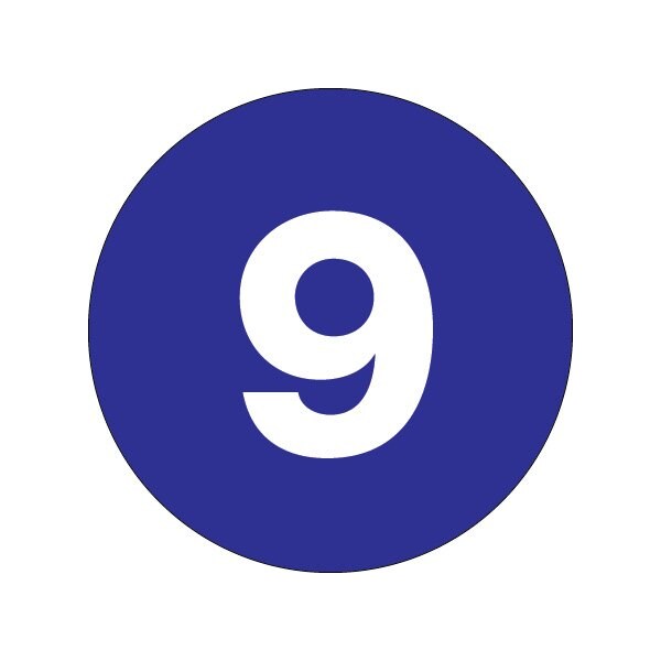 Bsc Preferred 3'' Circle - ''9'' Dark Blue Number Labels - BUY00021581