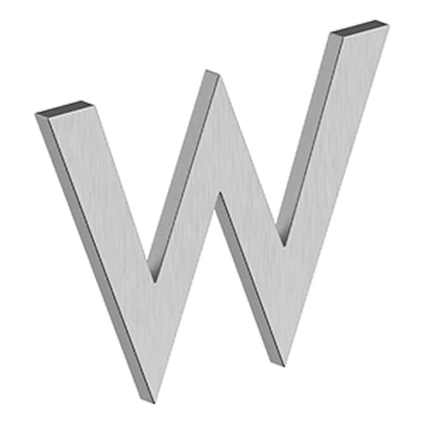 Deltana 4 Stainless Steel House Letter W with Risers Satin Stainless Steel Finish - RNBWU32D