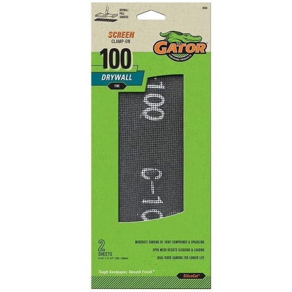 Gator Sandscreen, 11-1/4 in L, 4-1/4 in W, 100 Grit, Medium, Silicon Carbide Abrasive - 4008