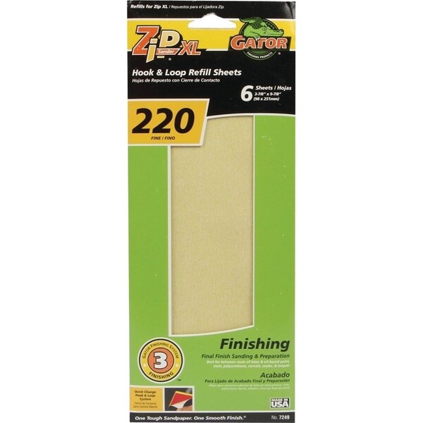 Gator Refill Sanding Sheet, 220 Grit, Extra Fine, Aluminum Oxide Abrasive - 7249