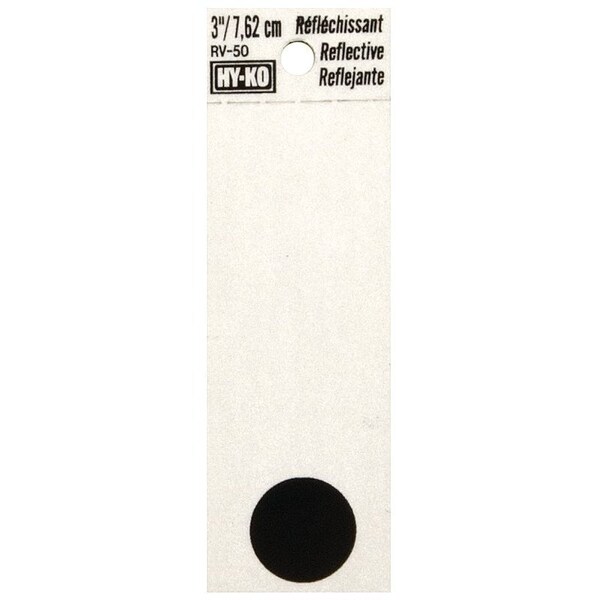 Hy-Ko Reflective Sign, Character: ., 3 in H Character, Black Character, Silver Background, Vinyl - RV-50/.