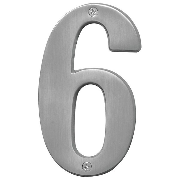 Hy-Ko Prestige Series House Number, Character: 6, 5 in H Character, Nickel Character, Solid Brass - BR-51SN/6