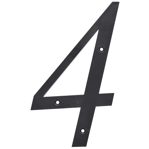 Ornatus Outdoors 6 in. Nail-On Black Plastic House Number - 4 - OR3514204