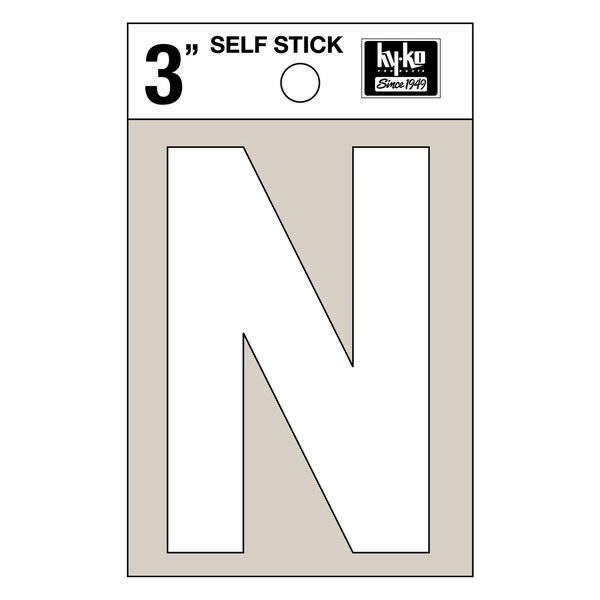 Hy-Ko 3In White Vinyl Letter N, 10PK - A30524