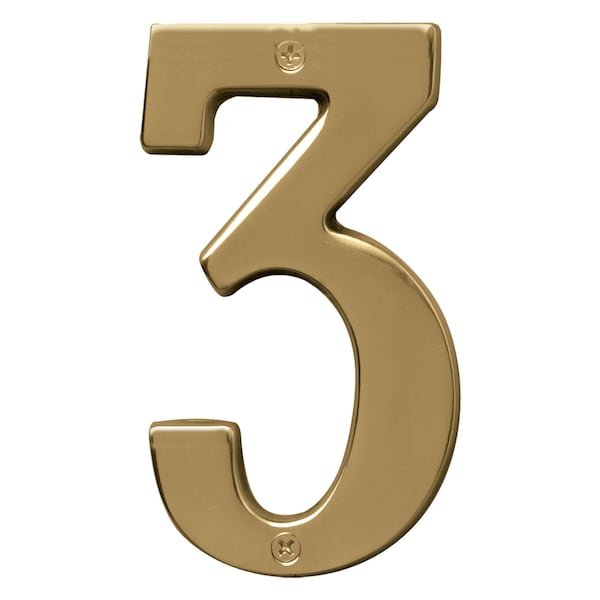 Hy-Ko 5In Polished Brass Number 3, 3PK - A31023
