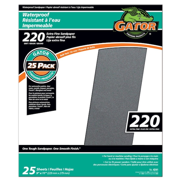 Gator Grit Gator 11 in. L X 9 in. W 220 Grit Silicon Carbide Waterproof Sandpaper 1 pk - 3283
