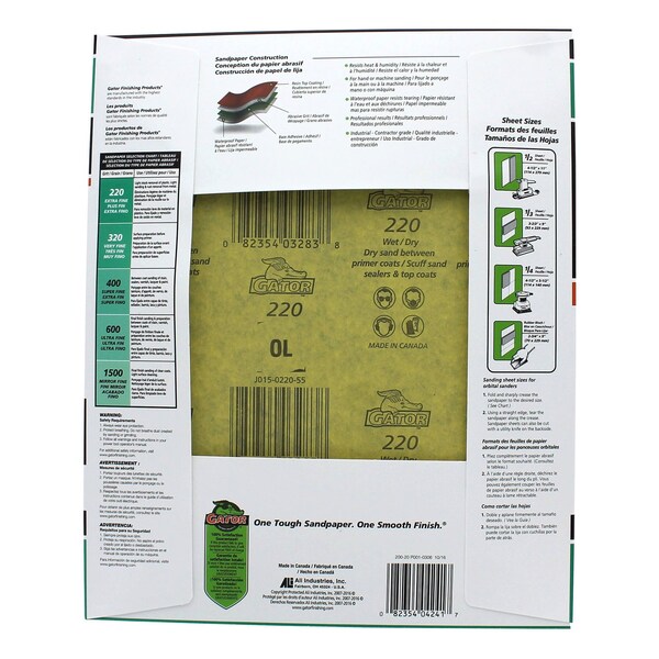 Gator Grit Gator 11 in. L X 9 in. W 220 Grit Silicon Carbide Waterproof Sandpaper 1 pk - 3283