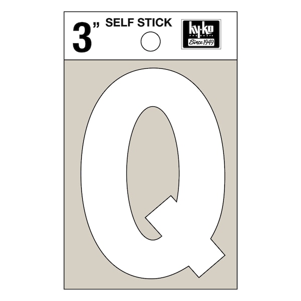 Hy-Ko 3In White Vinyl Letter Q, 10PK - A30527