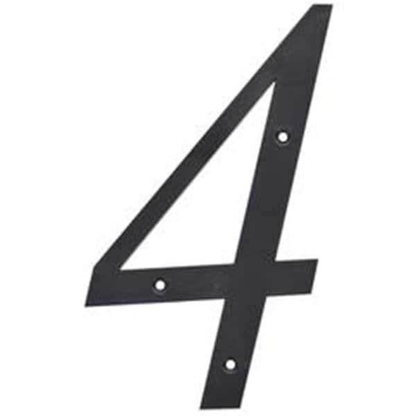 Recinto 6 in. Number 4 Reflective Plastic Nail-On House Number, Black, 3PK - 1678712