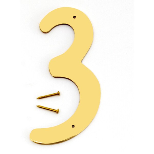 Hy-Ko 4In Decorative Brass Number 3, 10PK - A20093