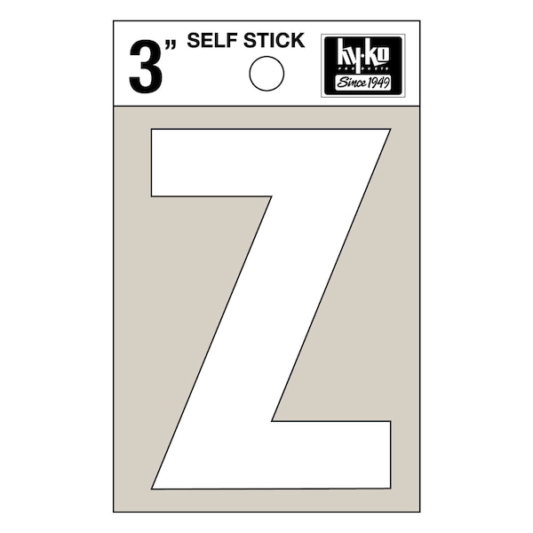 Hy-Ko 3In White Vinyl Letter Z, 10PK - A30536