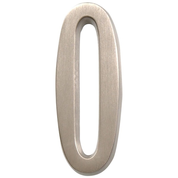 Ornatus Outdoors 4 in. Nickel Distinctions Zinc Die-Cast Adhesive Plaque Number - 0 - OR2969047